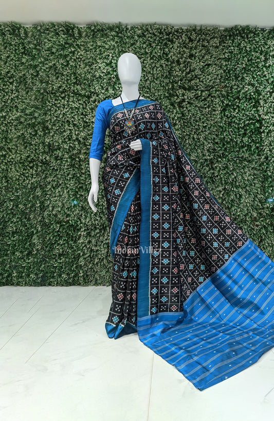 Blue Black Body Odisha Handloom Pasapali Silk Saree