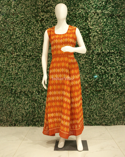 Cupper Mix Odisha Ikat Designer Long Gown for Women