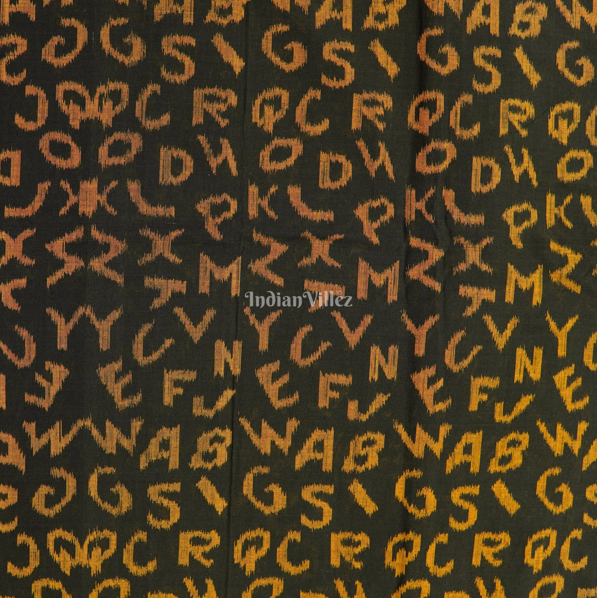 Black English Alphabet Sambalpuri Cotton Fabric