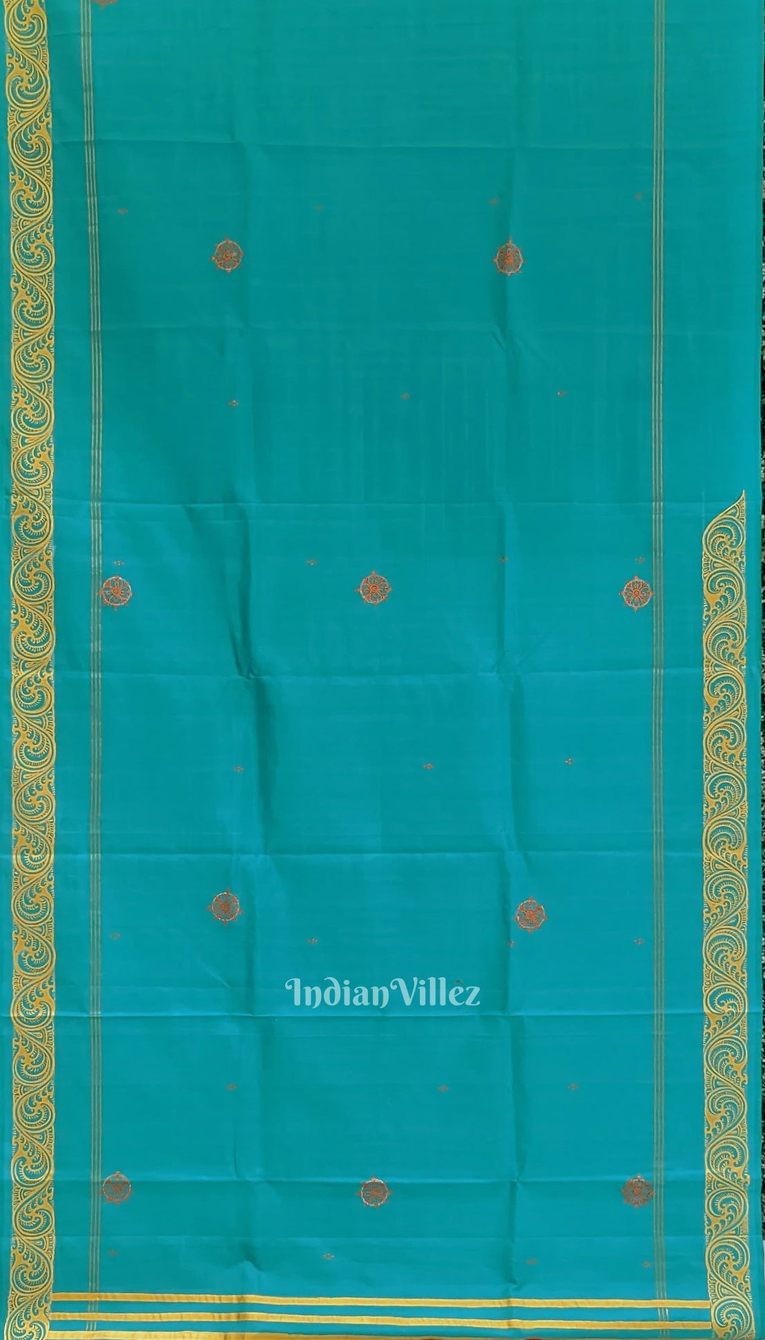 Green Ramayan Theme Hand-Painted Pattachitra Saree