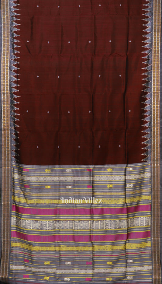 Deep Maroon Single Flower Motif Siminoi Silk Saree