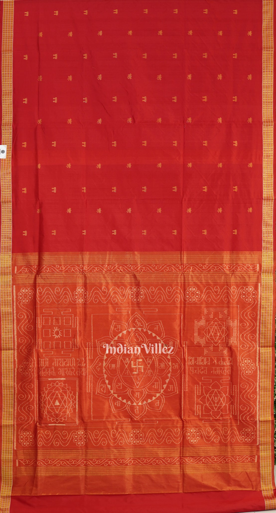 Red Laxmi Pada Tissue Pure Sambalpuri Saree