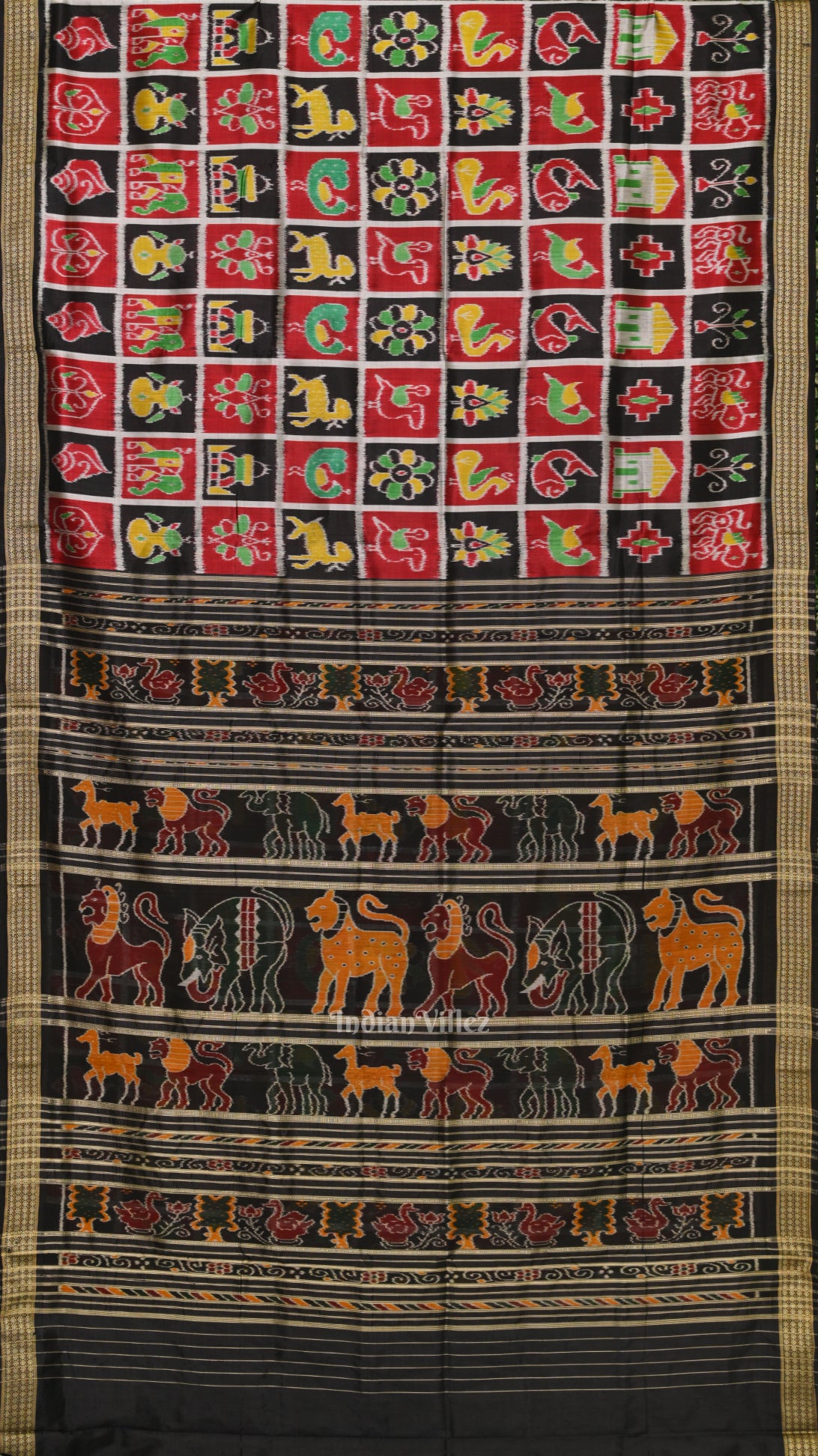  Black Nabakothi Theme Odisha Ikat Khandua Silk Saree 