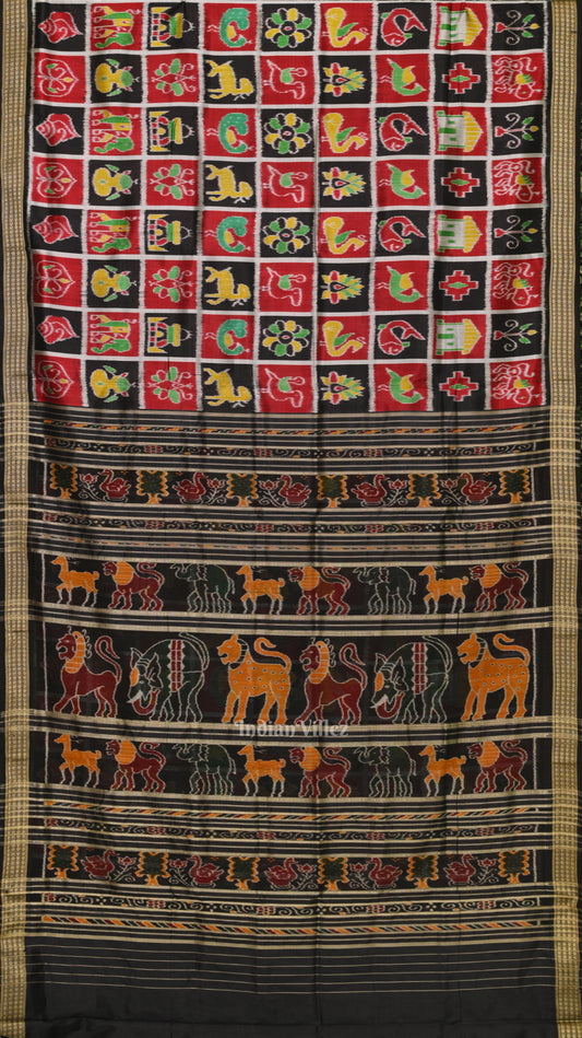  Black Nabakothi Theme Odisha Ikat Khandua Silk Saree 