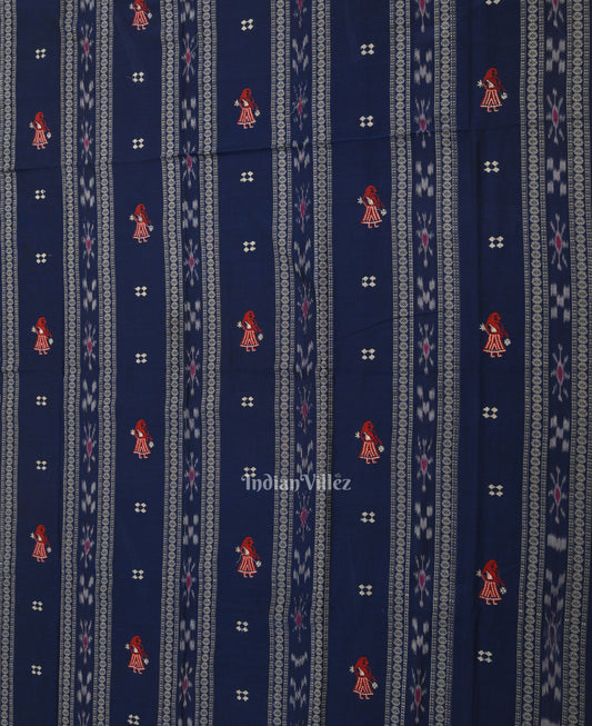 Navy Blue with Red Doll Odisha Ikat  Sambalpuri Dress Material & Dupatta 