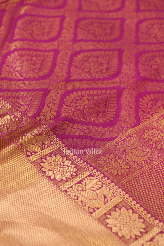 Rani Color Pure Kanjivaram Silk Saree