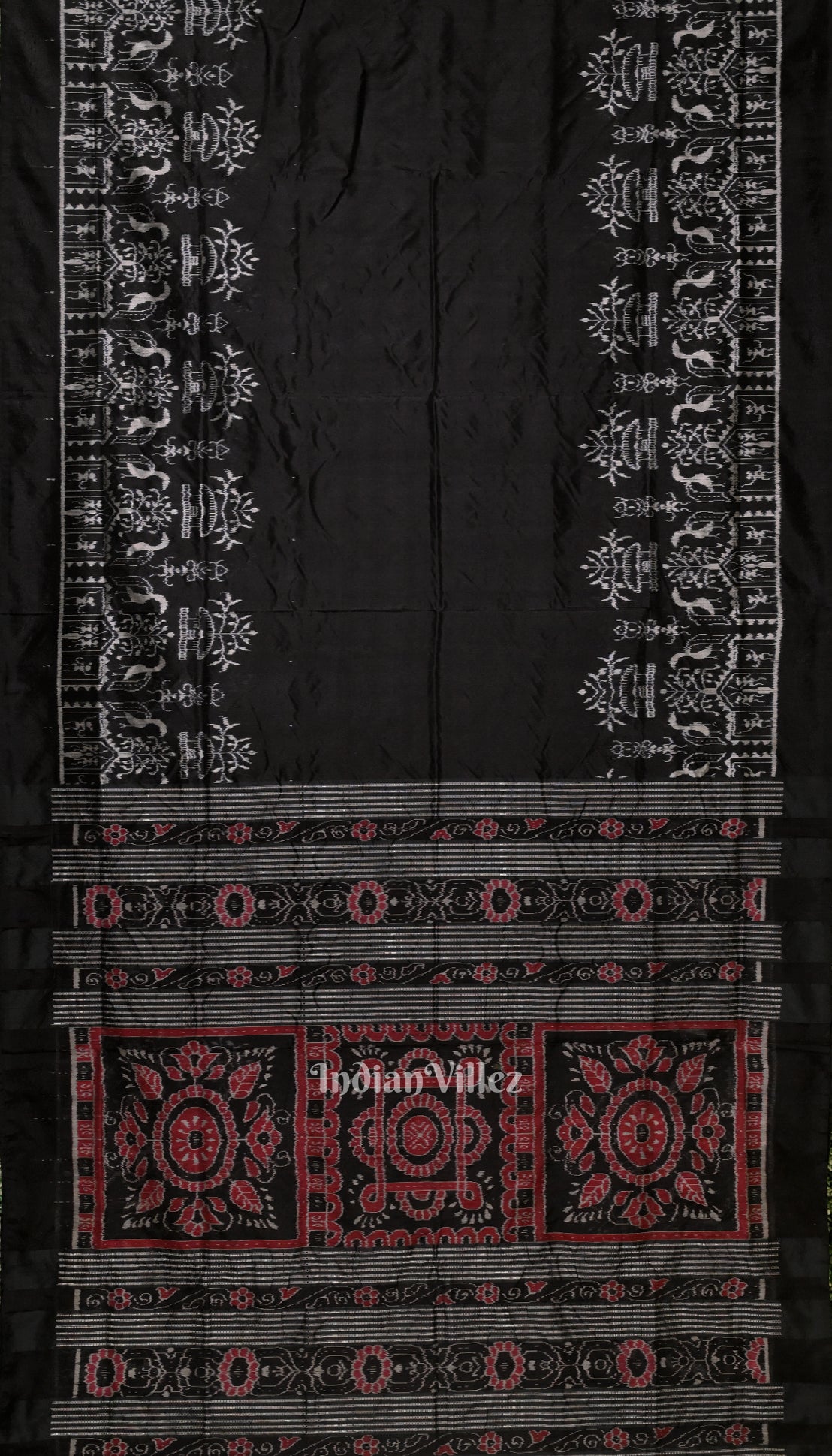 Black Tribal Jhoti Contemporary Sambalpuri Silk Saree