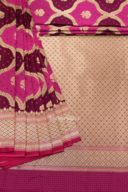 Rani Pink Rangkart Mashru Satin Silk Banarasi Saree