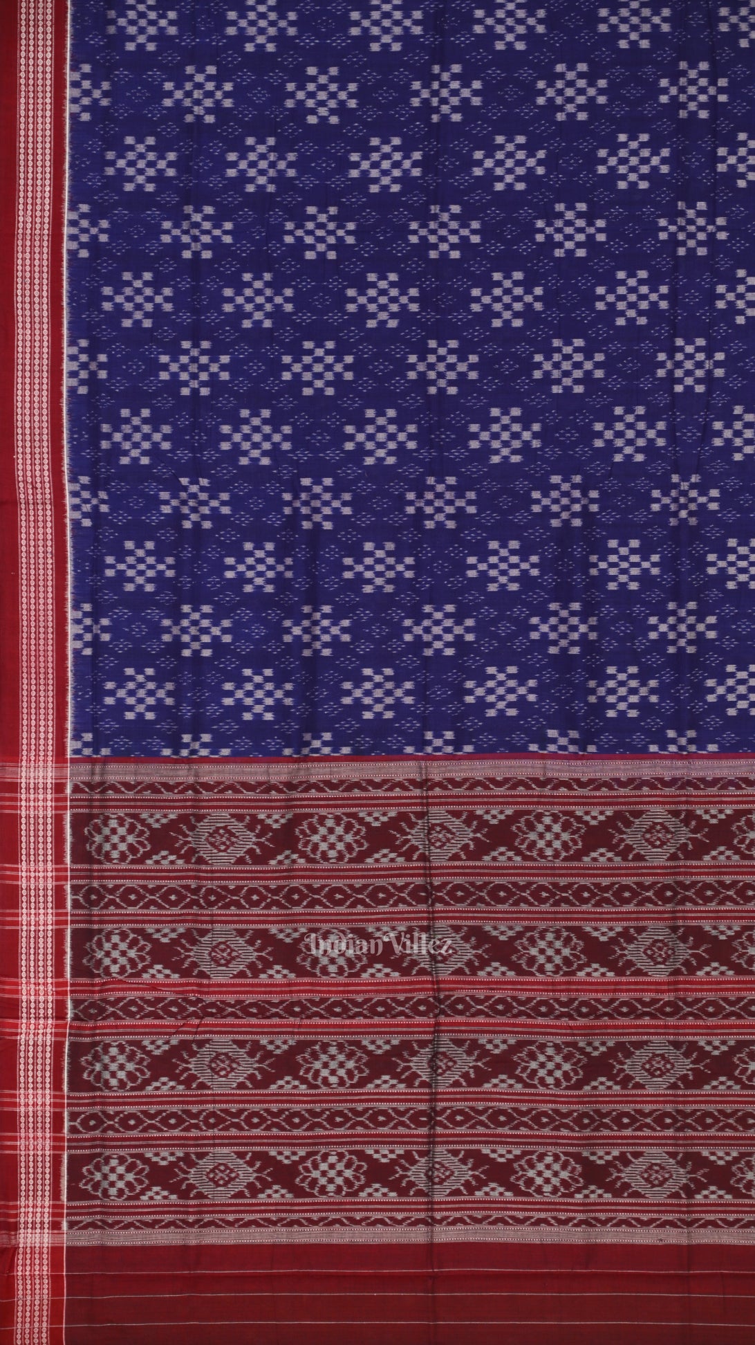 Blue Maroon Pasapali Odisha Sambalpuri Pure Cotton Saree 