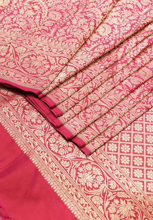 Pink Full body Brocade Banarasi katan Silk Saree