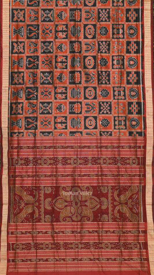 Coffee Brown Nabakothi Odisha Ikat Sambalpuri Silk Saree