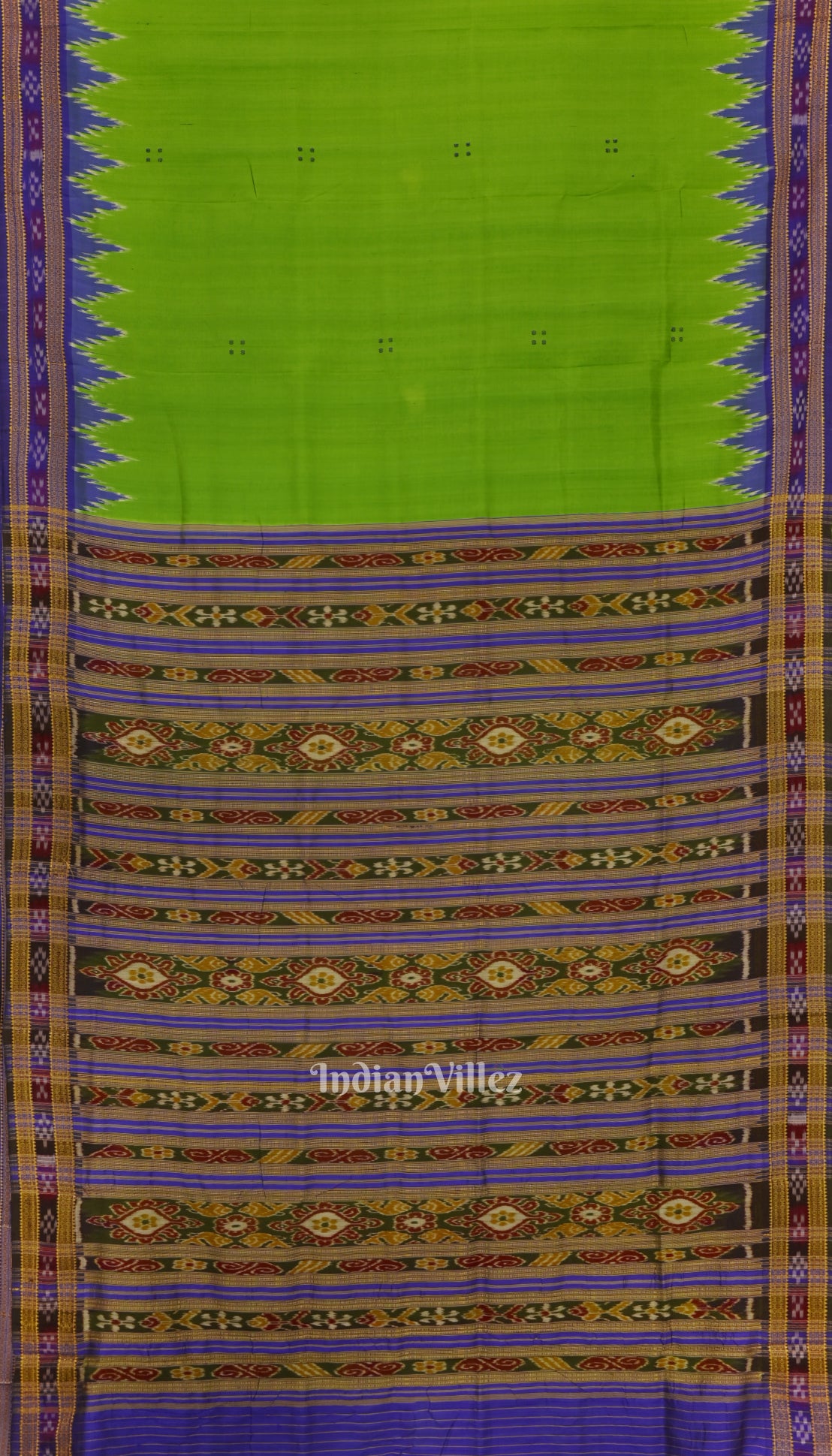 Green Phoda Kumbha Design Odisha Ikat Khandua Silk Saree