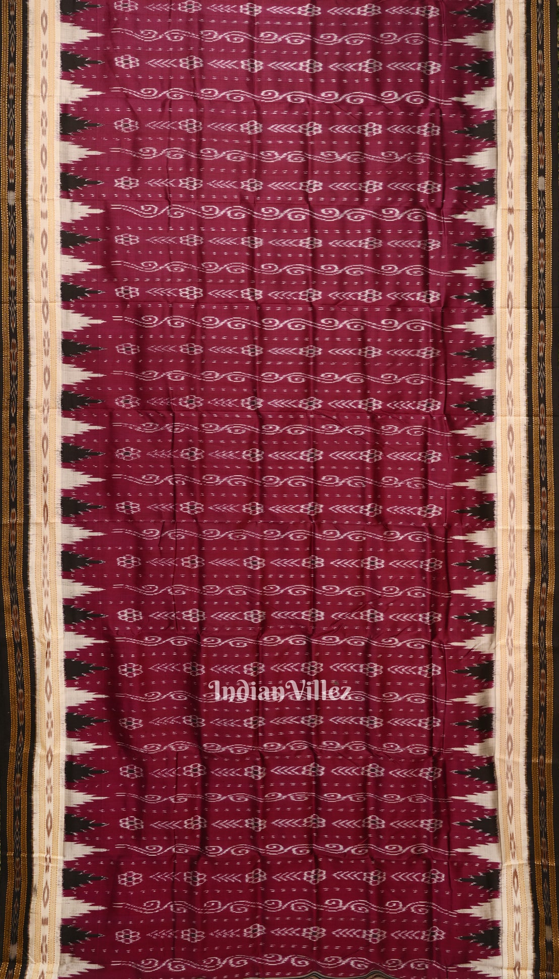 Maroon Phoda Kumbha Odisha Ikat Khandua Silk Saree