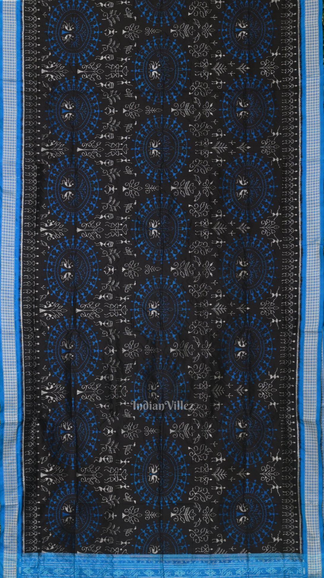 Black Dual Tone Tribal Theme Sambalpuri Silk Saree