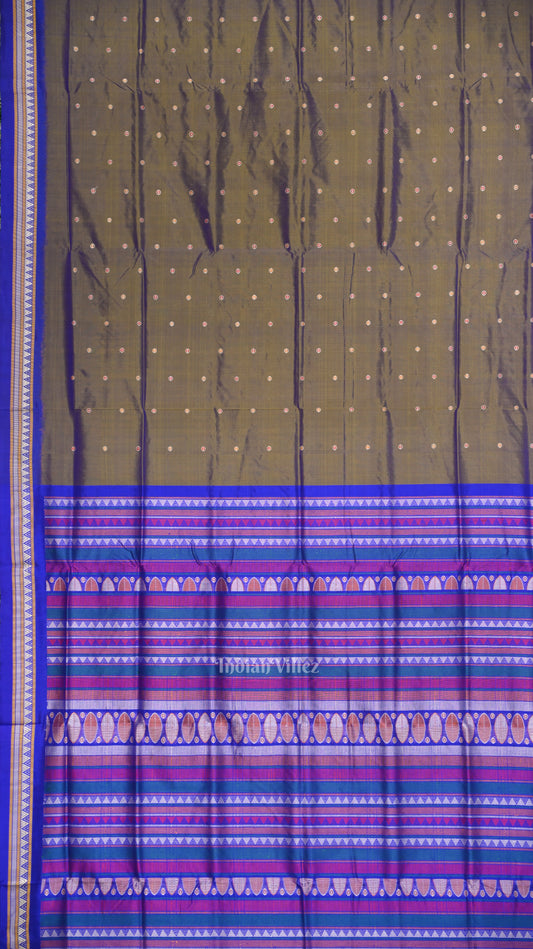 Golden Blue  Dongaria Border Bomkai Sambalpuri Silk saree