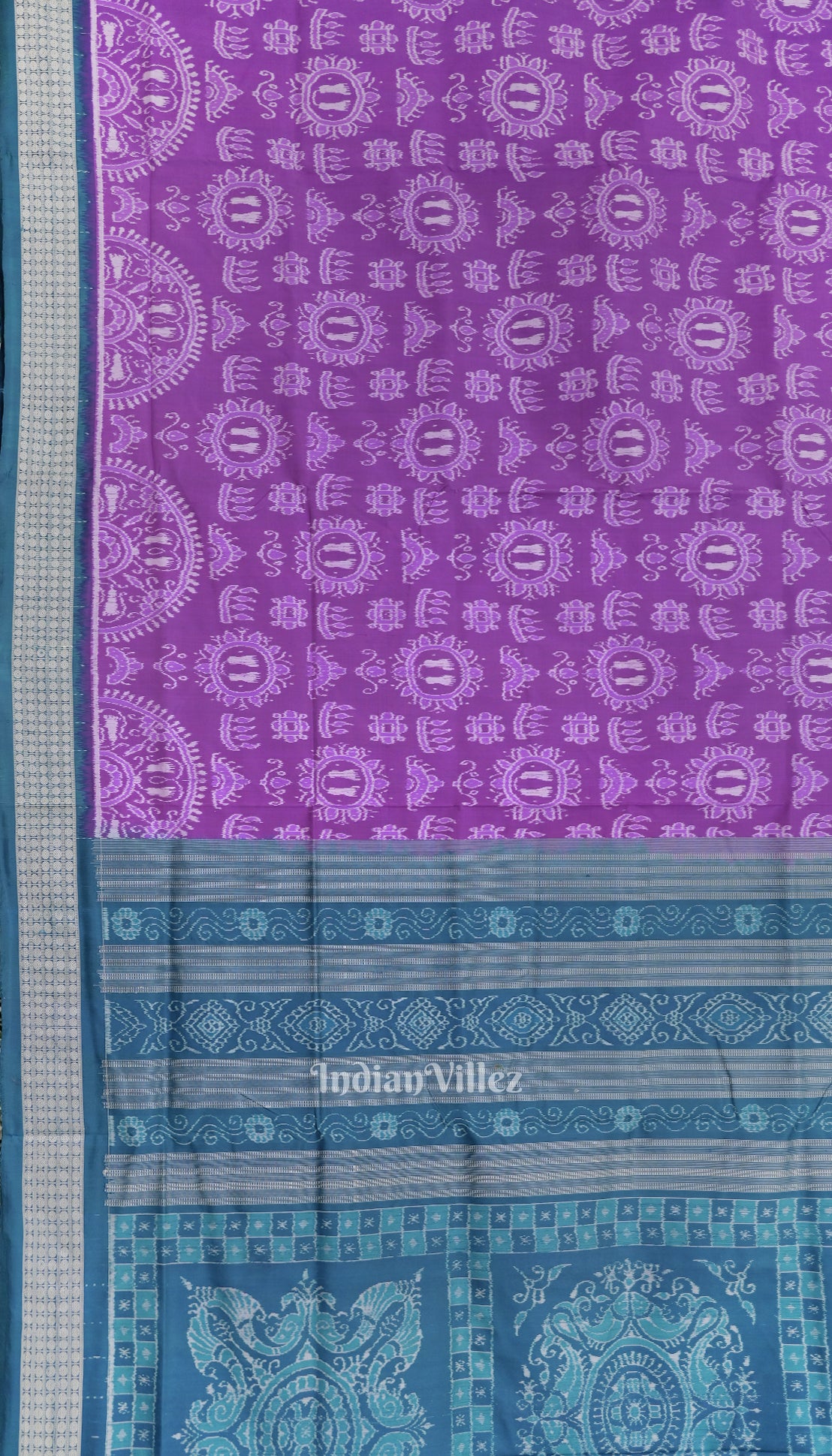 Light Purple Laxmi Pada Theme Odisha Ikat Sambalpuri Silk Saree