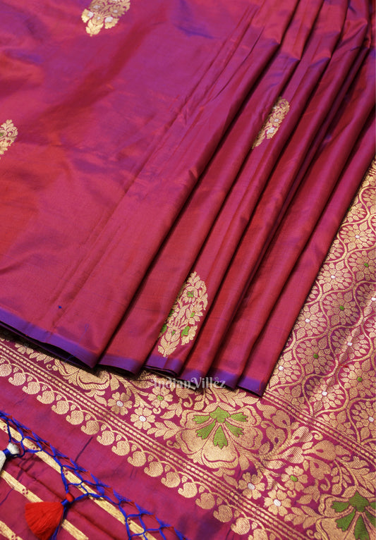 Purple Dual Meenakari Pure Banarasi Katan Silk Saree