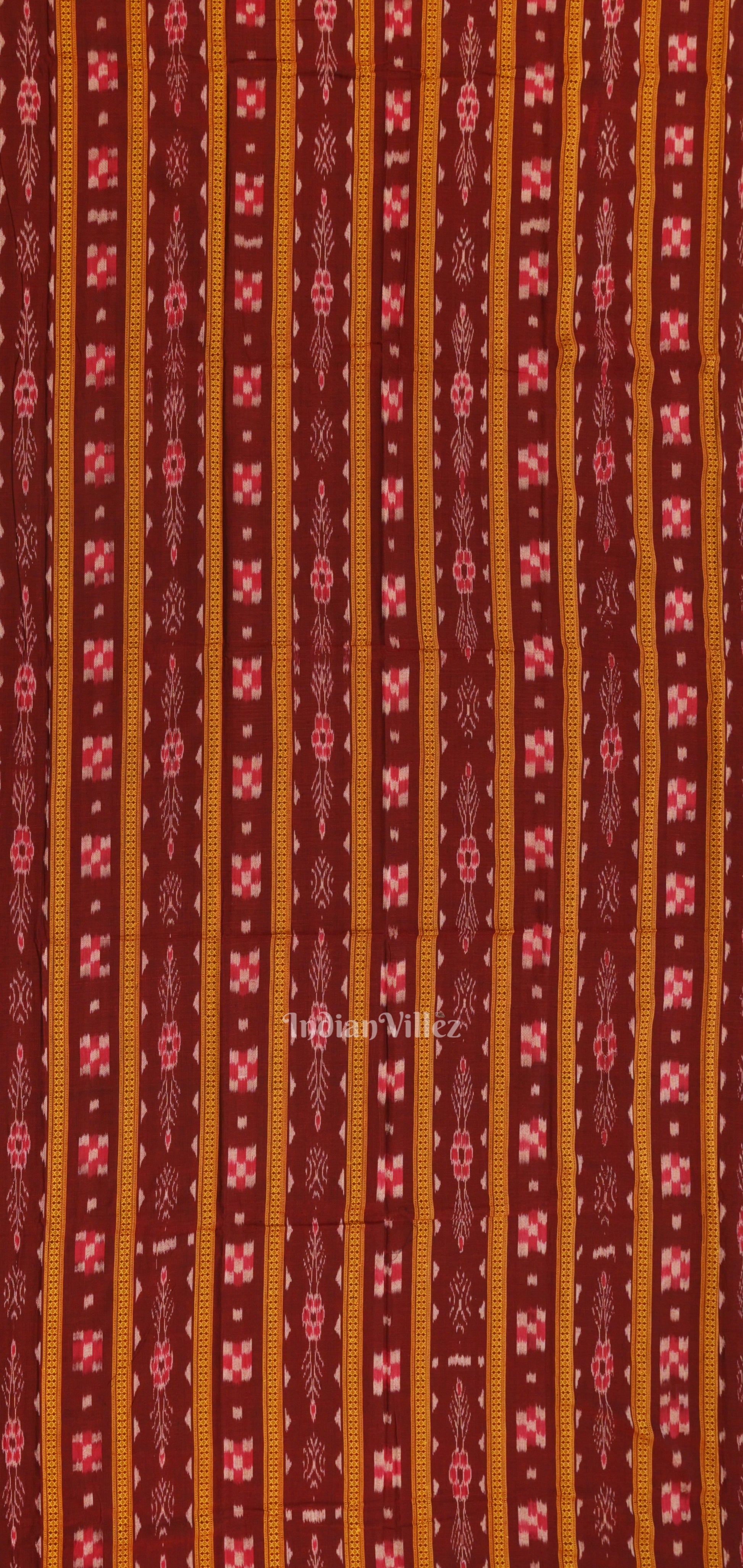 Maroon Maniabandha Sambalpuri Cotton Dress set & Dupatta 