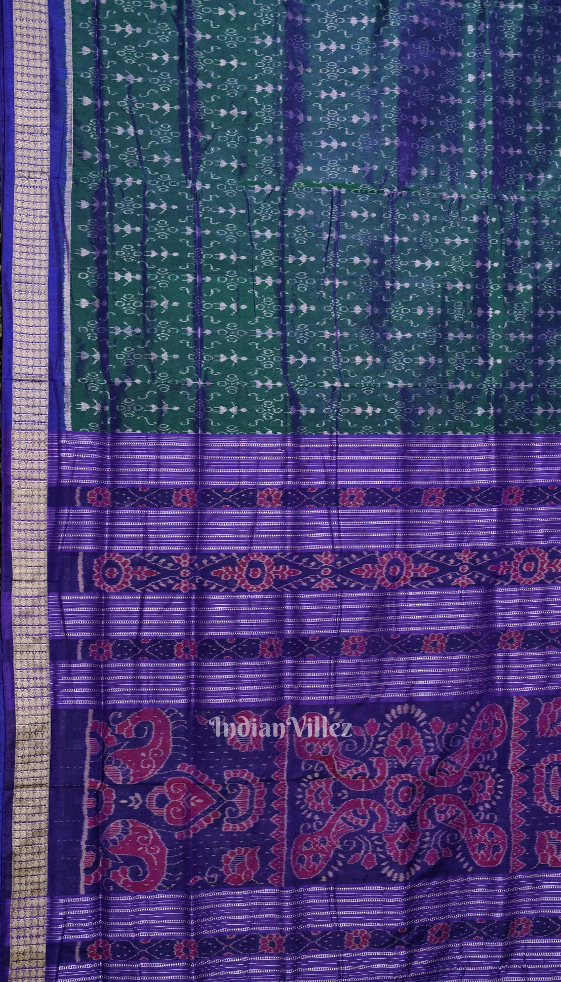 Cadmium Green Tribal Theme Sambalpuri Silk Saree