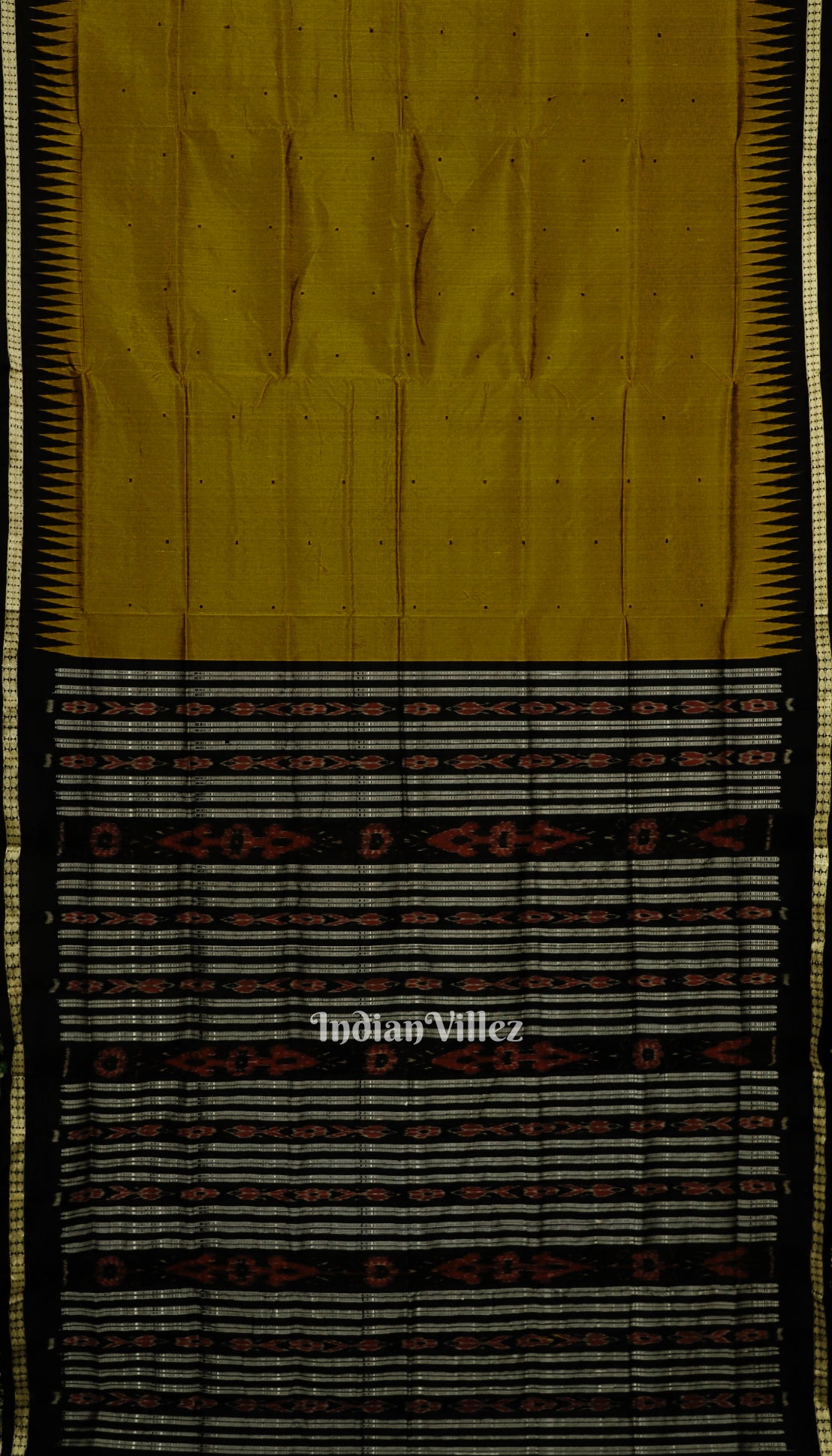 Moss Green Butta Design Odisha Ikat Bomkai Silk Saree