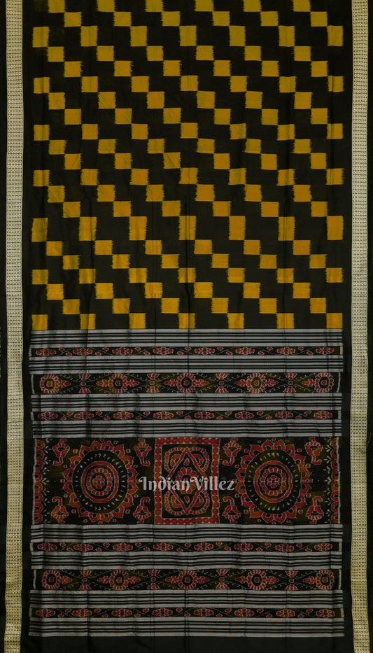 Golden Black Sambalpuri Silk Saree