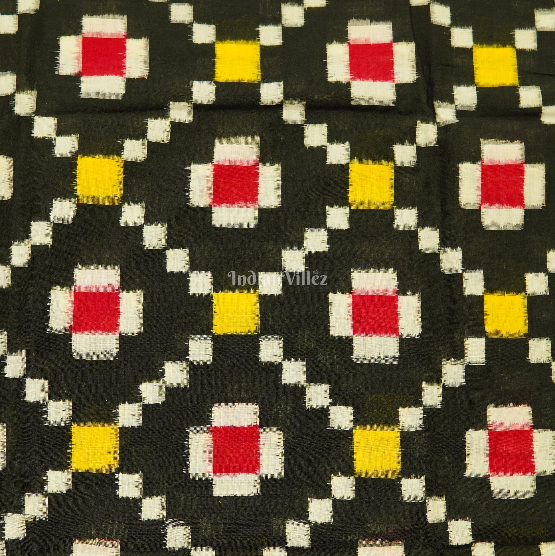 Exclusive Black Pasapali Design Sambalpuri Ikat Cotton Fabric