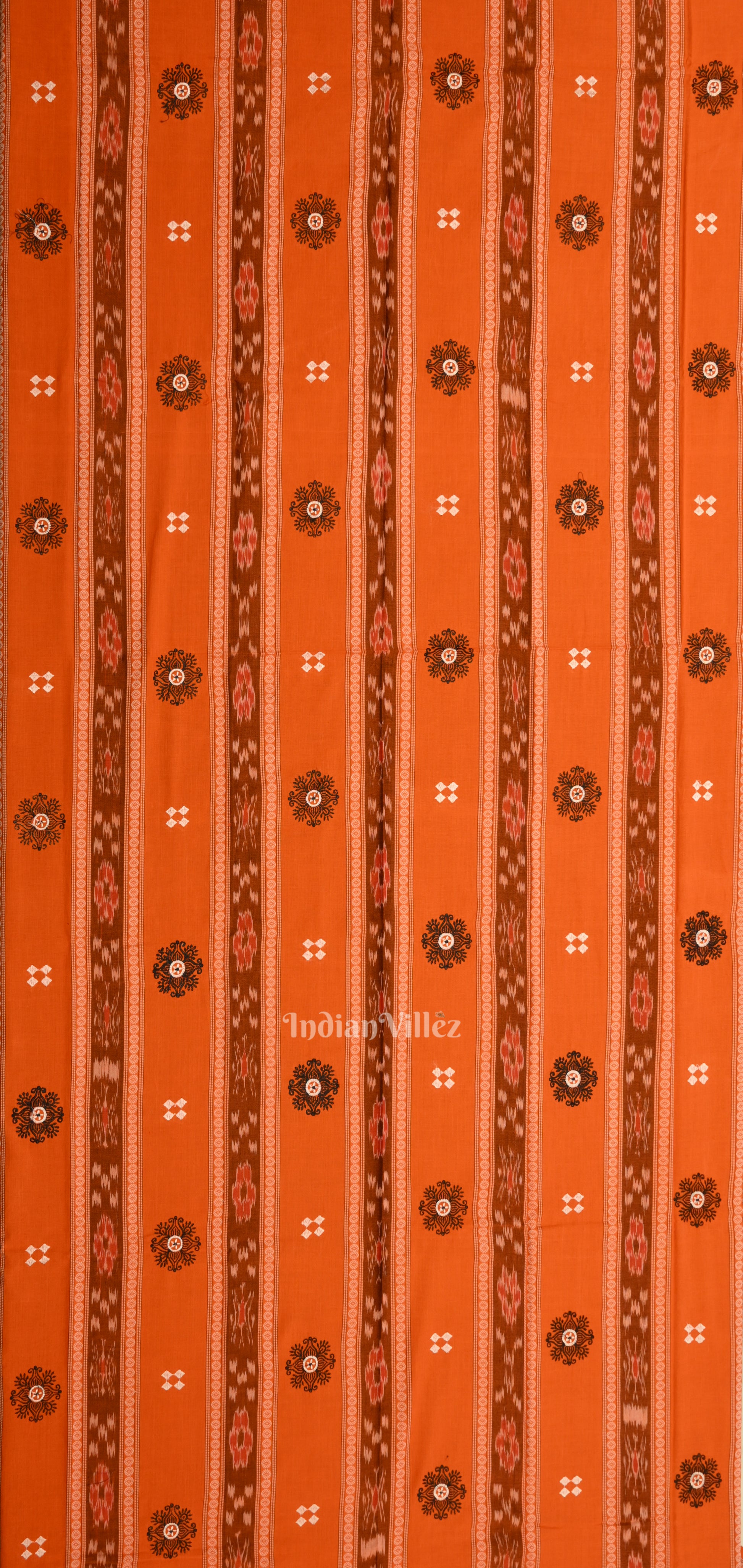 Orange Sambalpuri Cotton  Bomkai Dress Material & Dupatta