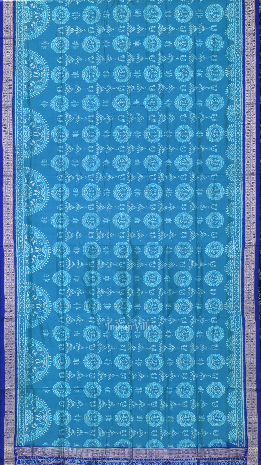 Deep Blue Odisha Ikat Jhoti Theme Sambalpuri Silk Saree 