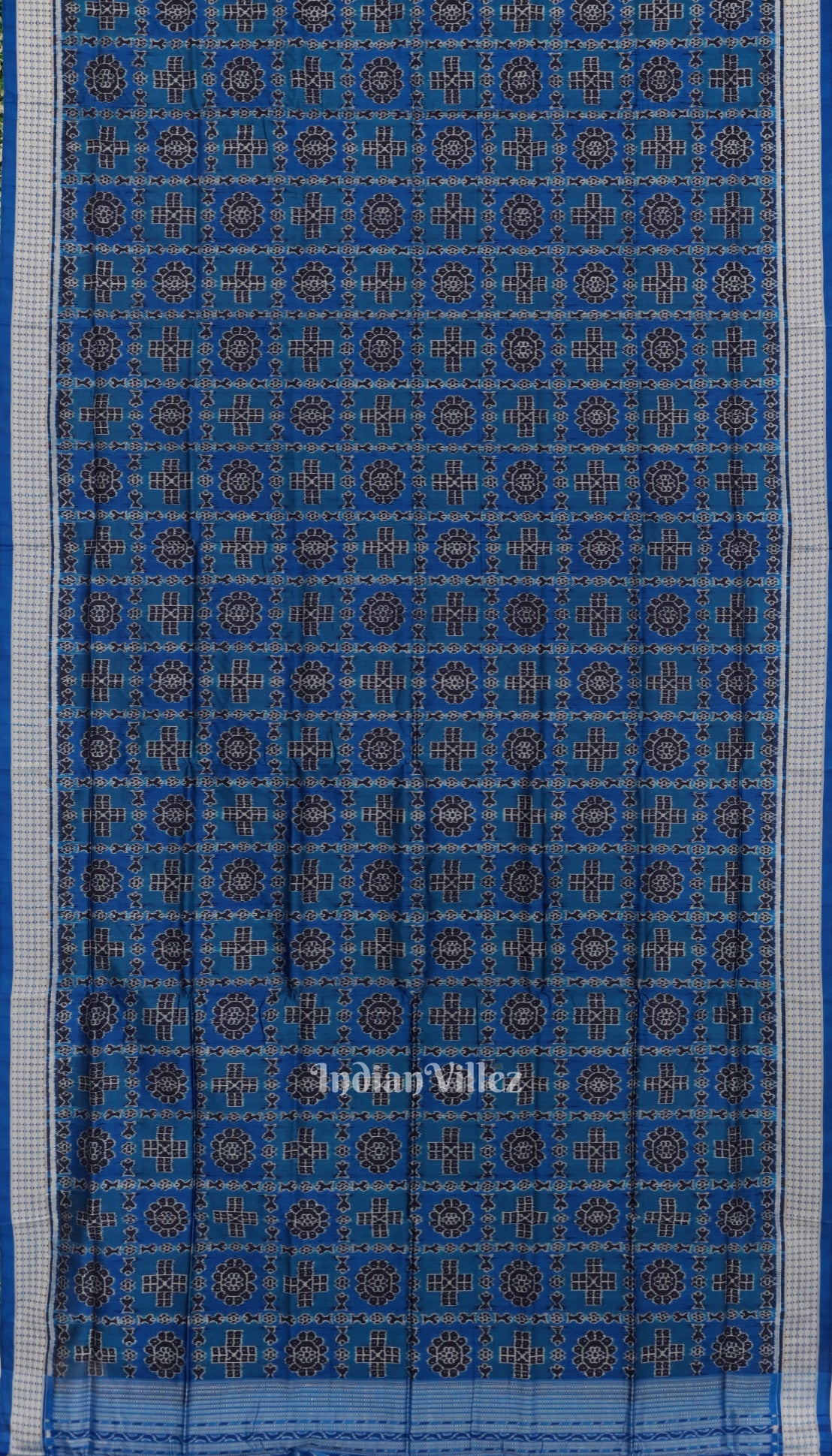 Deep Copper Sulphate Fish Motif Odisha Ikat Sambalpuri Silk Saree