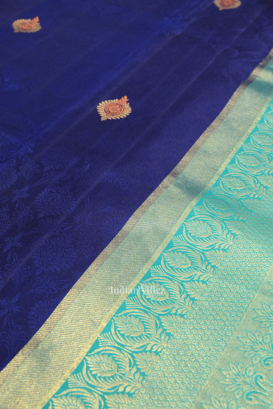 Indigo Blue Contemporary Kanjivaram Silk Saree
