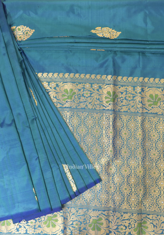 Peacock Blue Designer Katan Banarasi Silk Saree