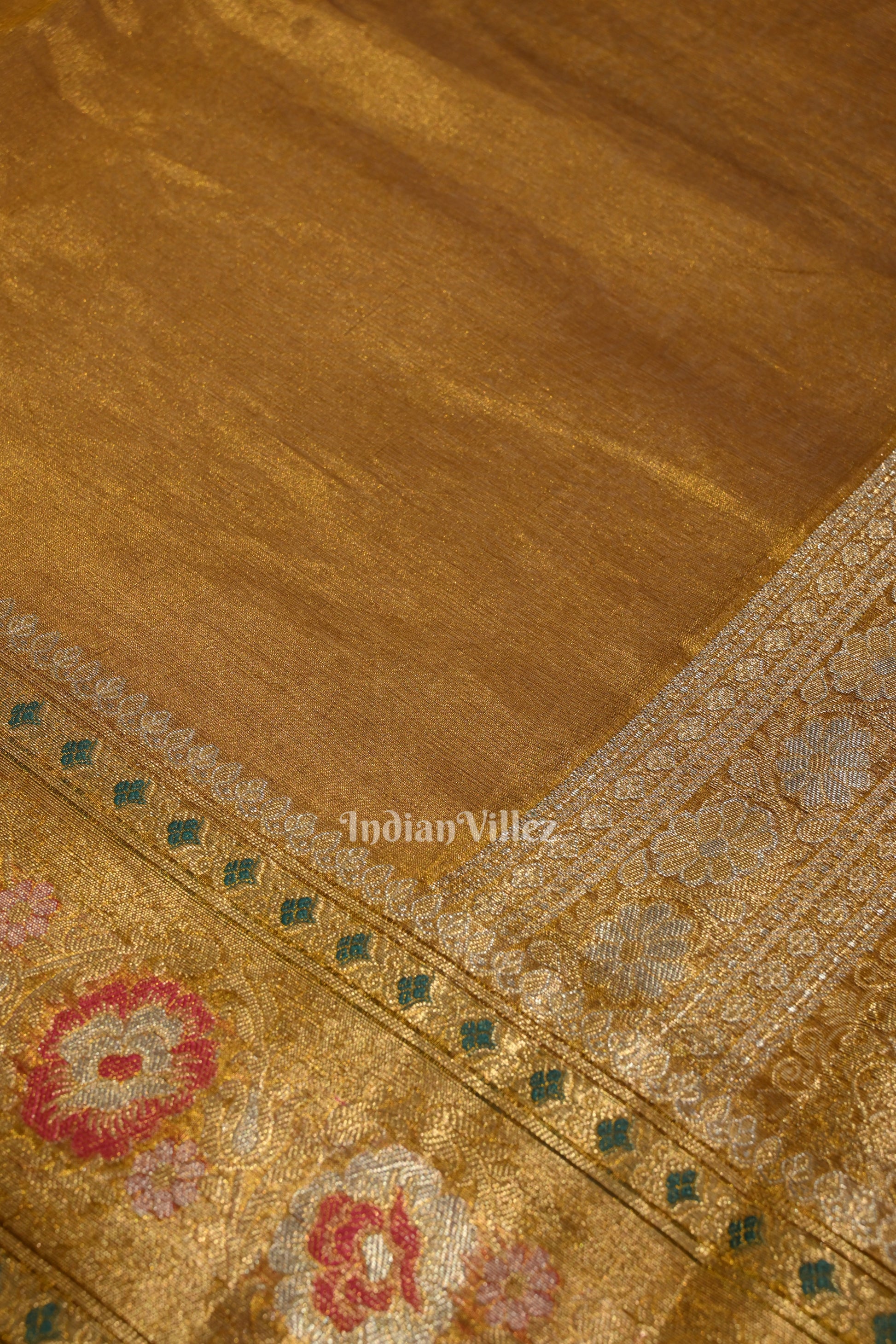 Rust Yellow Zari Woven Exclusive  Banarasi Tissue Saree 