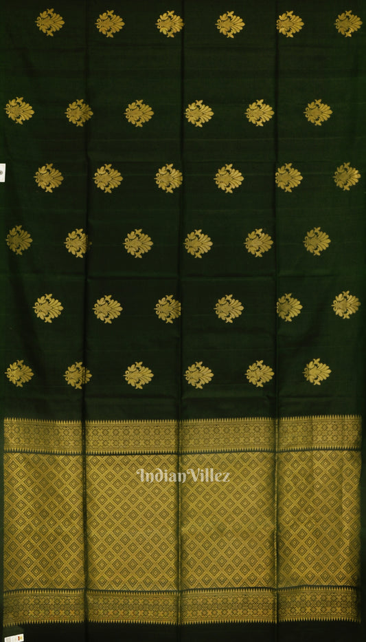 Deep Green Pure Kanjivaram Soft Silk Saree