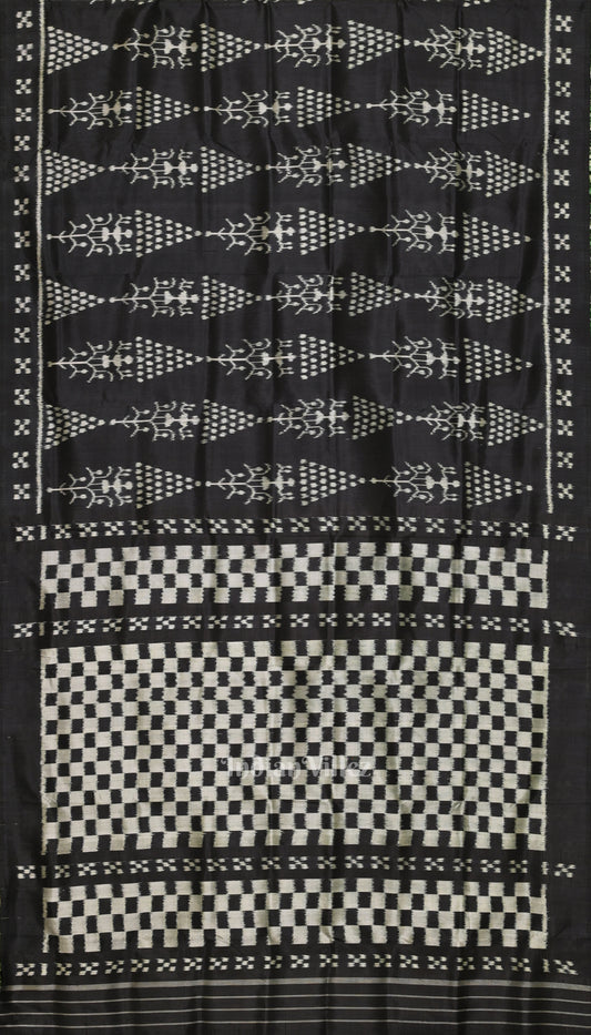  Black Tribal Art  with Pasapali Border Contemporary Silk Saree 