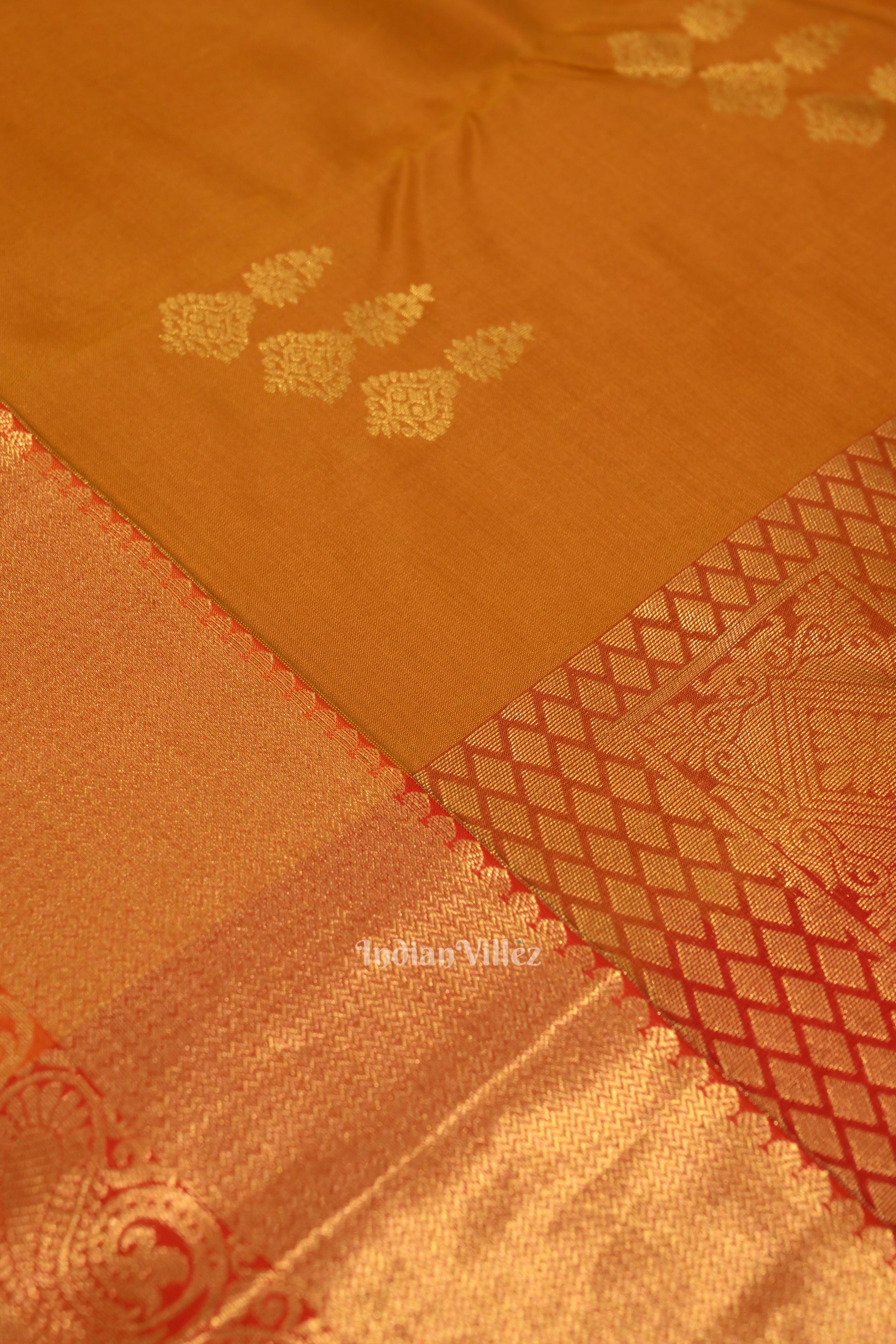 Camel Red Pure Kanjivaram Silk Saree