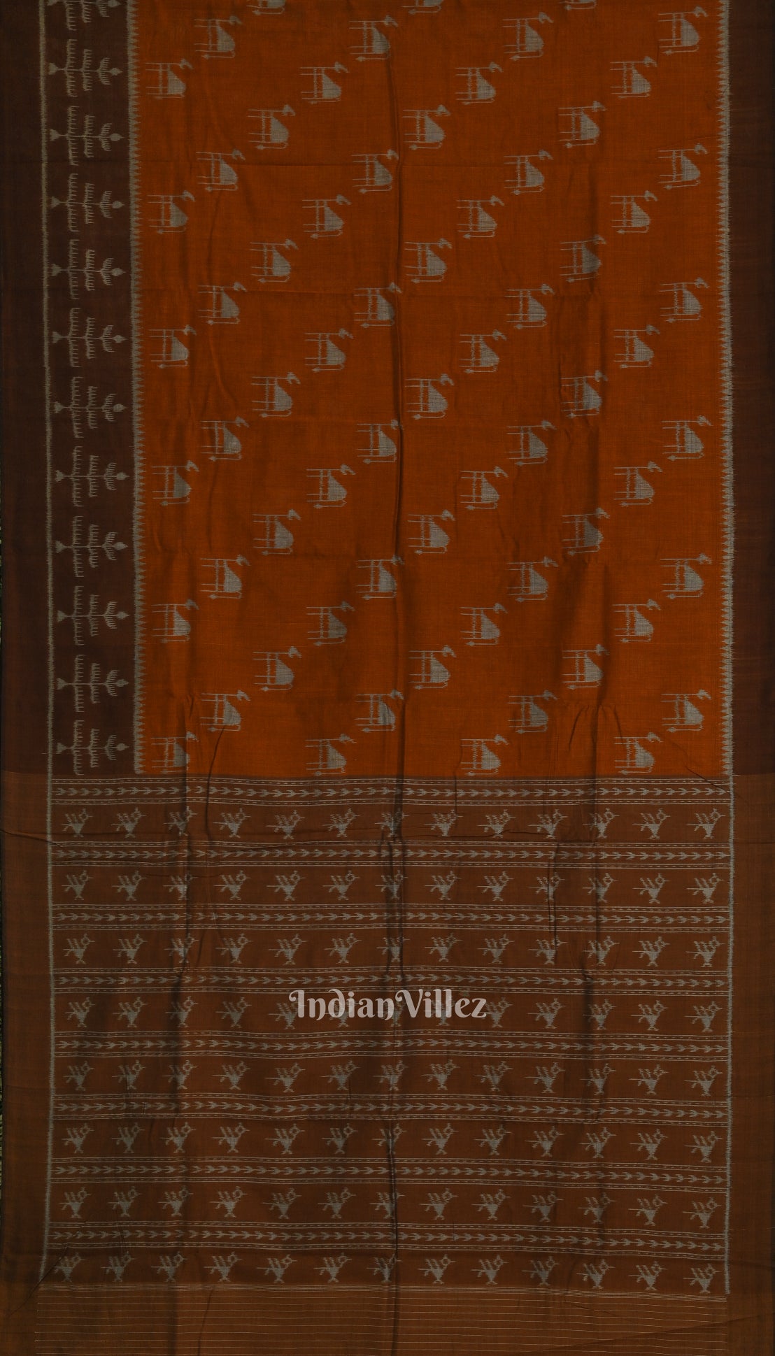 Copper Tribal Theme Odisha Ikat Sambalpuri Pure Cotton Saree