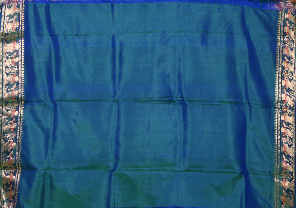 Peacock blue Handwoven Baluchari Silk Saree 