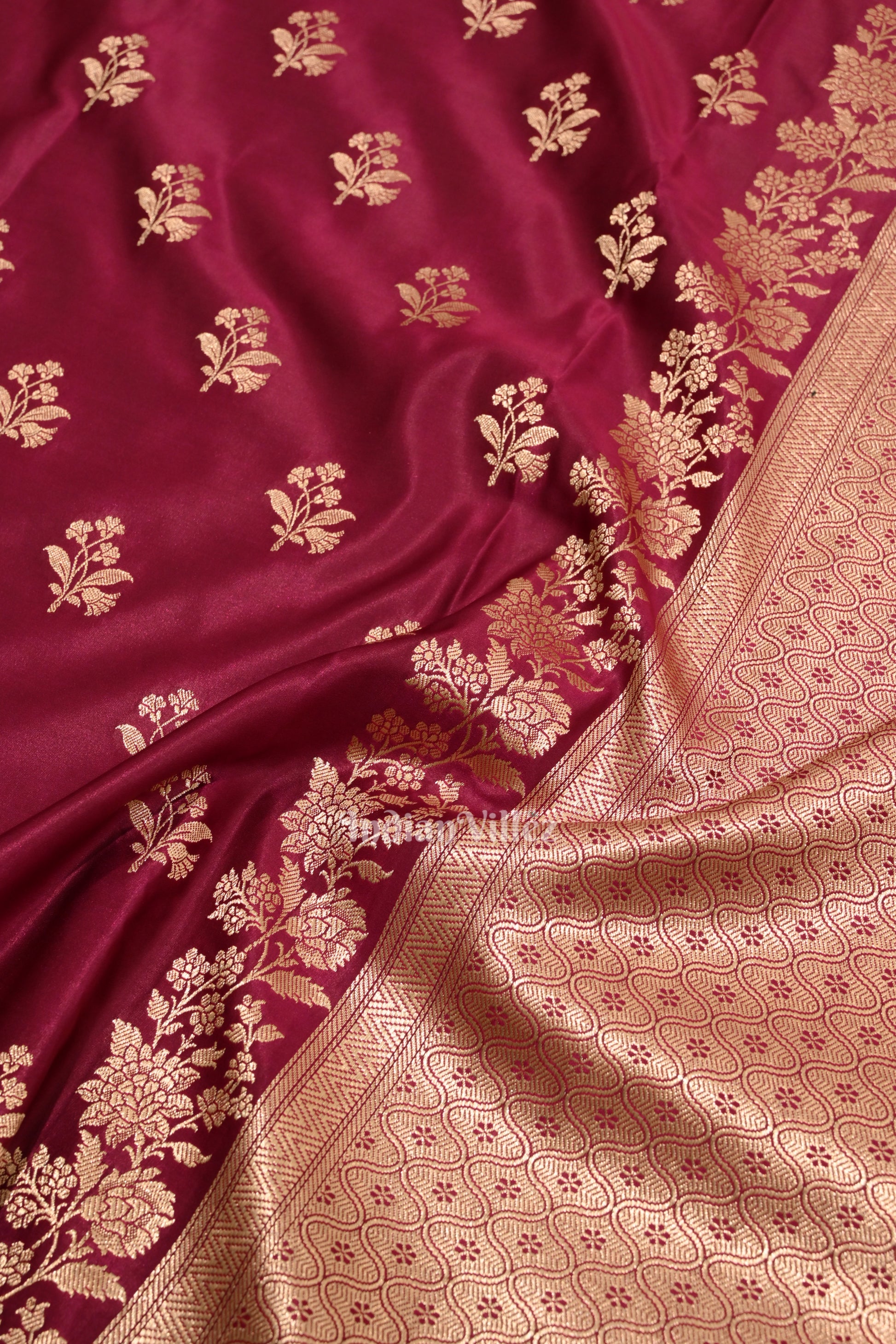 Authentic Magenta Pink Mashru Sain Silk Banarasi Saree