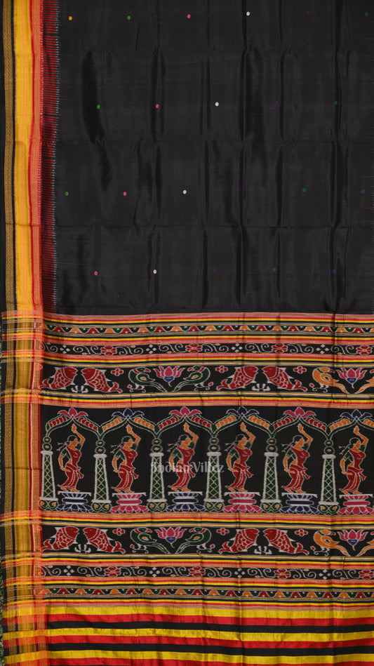 Black Kathiphera Odisha Ikat Khandua Silk Saree