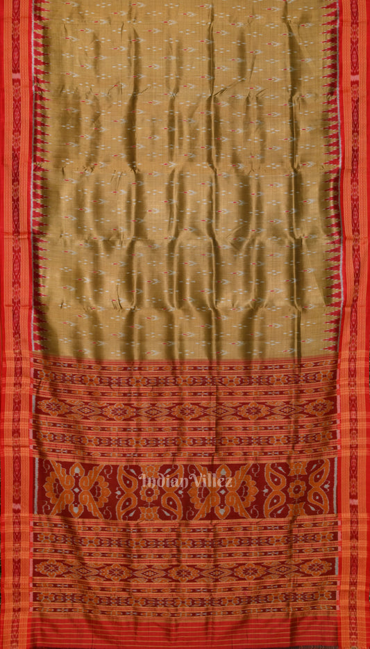 Khaki Mayur Chandrika Khandua Silk Saree