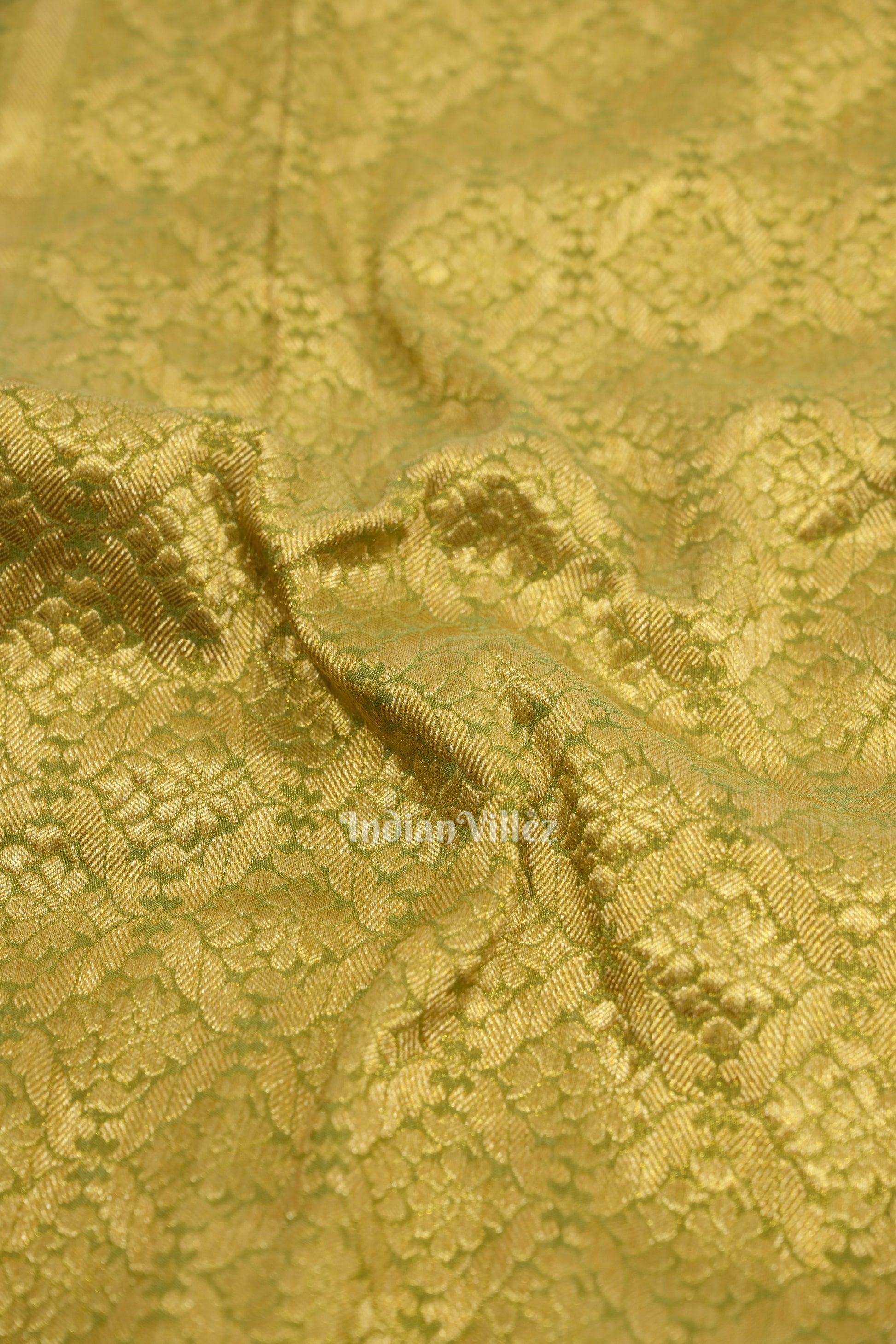 Parrot Green Shikargah Theme Banarasi Tissue Silk Saree