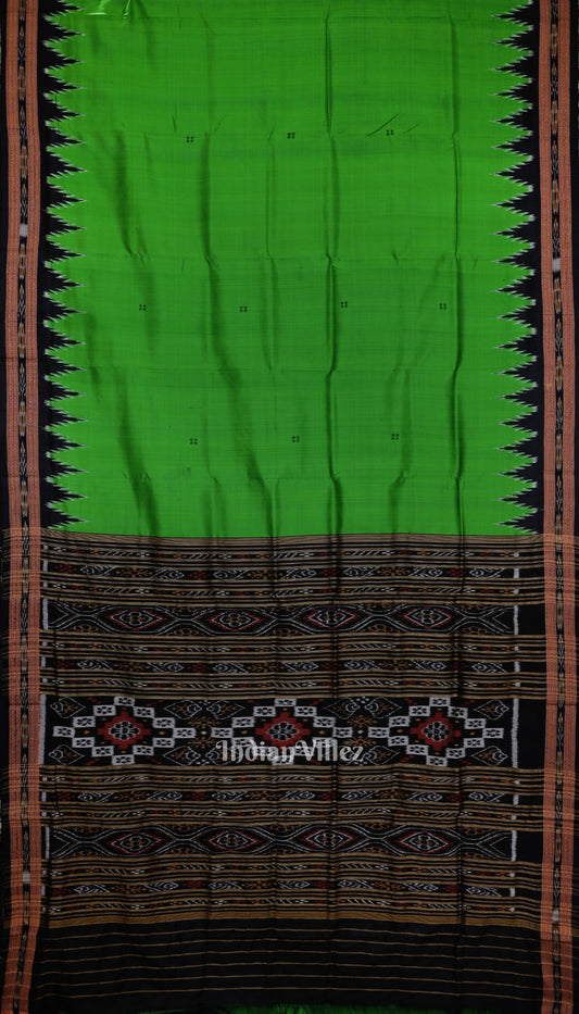 Green Butta Design Odisha Ikat Khandua Silk Saree