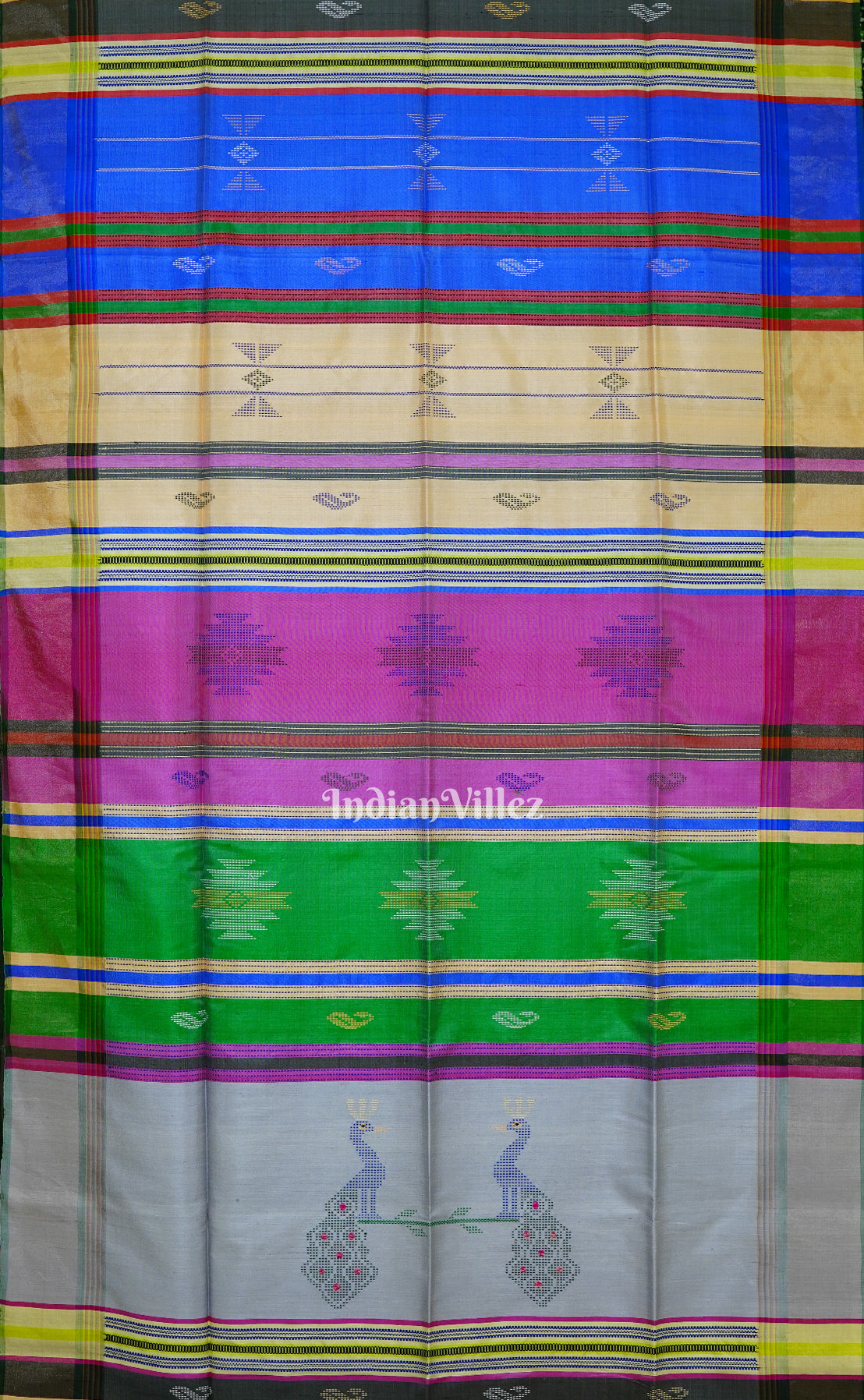 Gray With Multicolor Handwoven South Soft Silk Saree