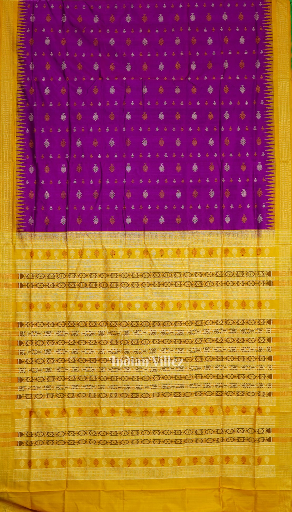 Magenta Banyan Tree Motif Sambalpuri Silk Saree