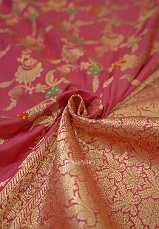 Pink Meenakari Banarasi Katan Silk Saree