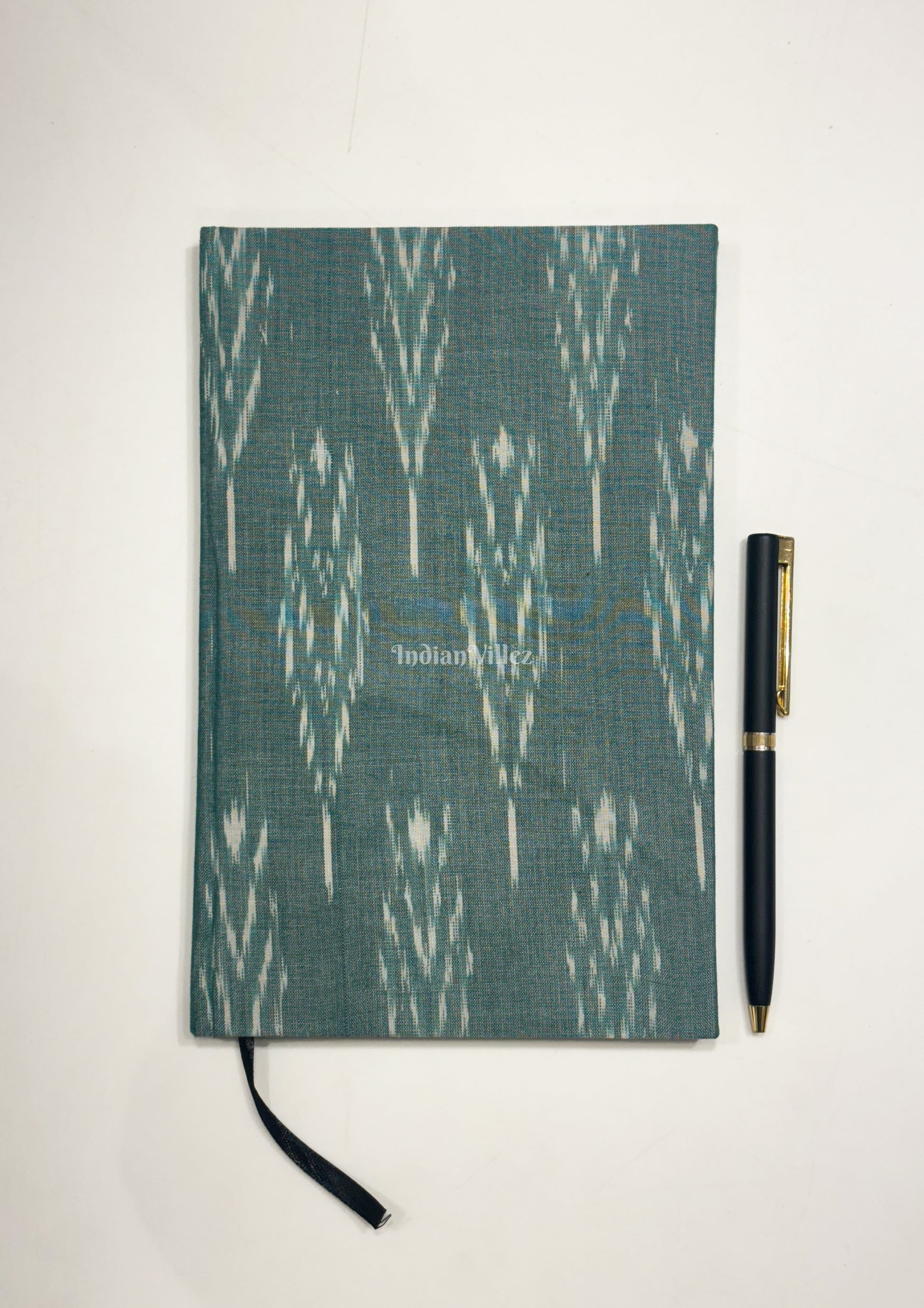 Sea Green Handmade Ikat Woven Cotton Fabric Cover Diary 