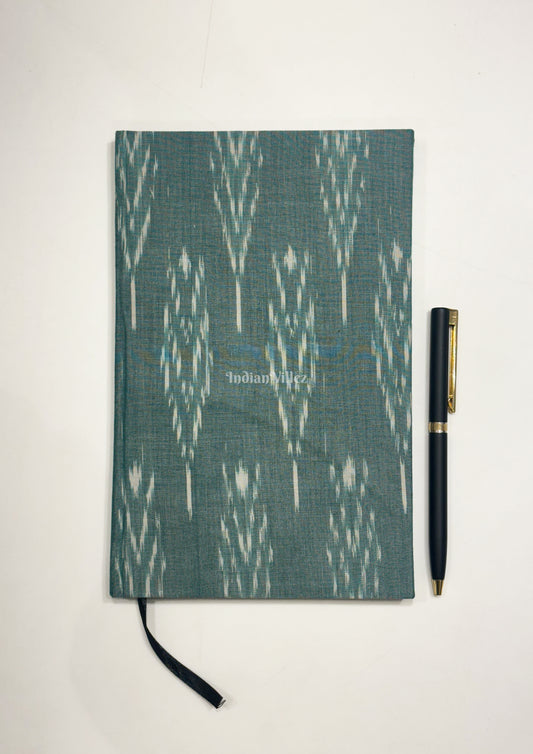 Sea Green Handmade Ikat Woven Cotton Fabric Cover Diary 