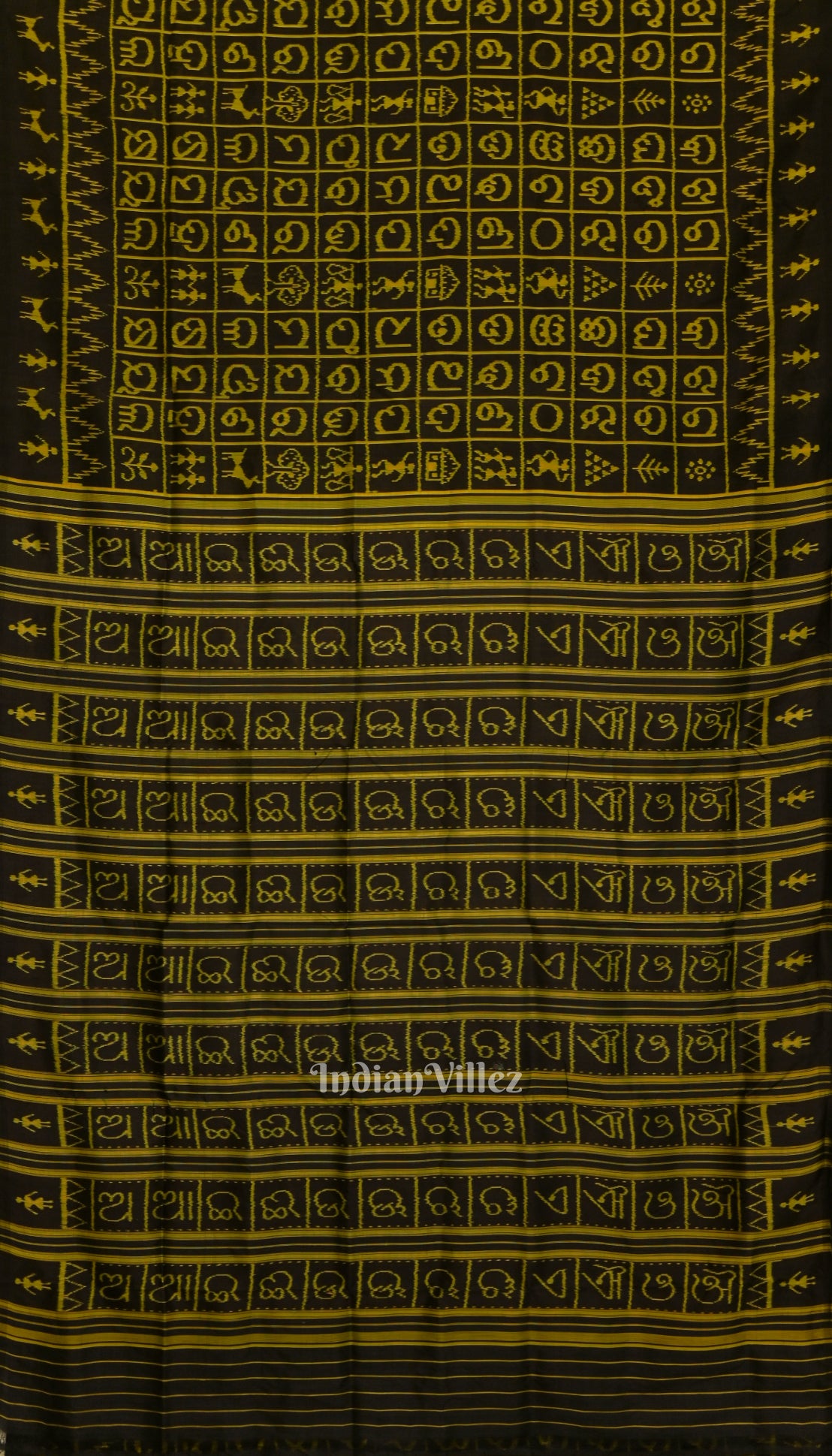 Black Odia Barnamala Contemporary Silk Saree