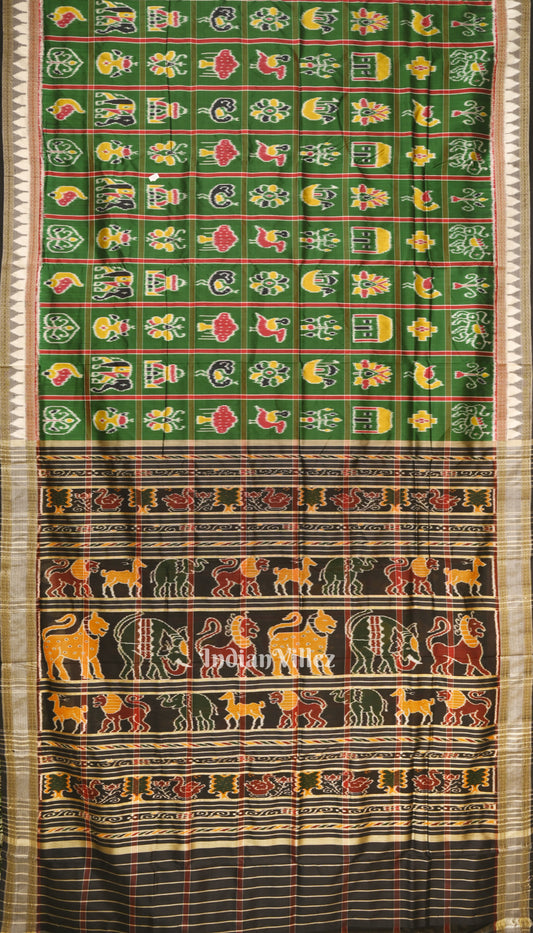 Green Nabakothi Odisha Ikat Khandua Silk Saree