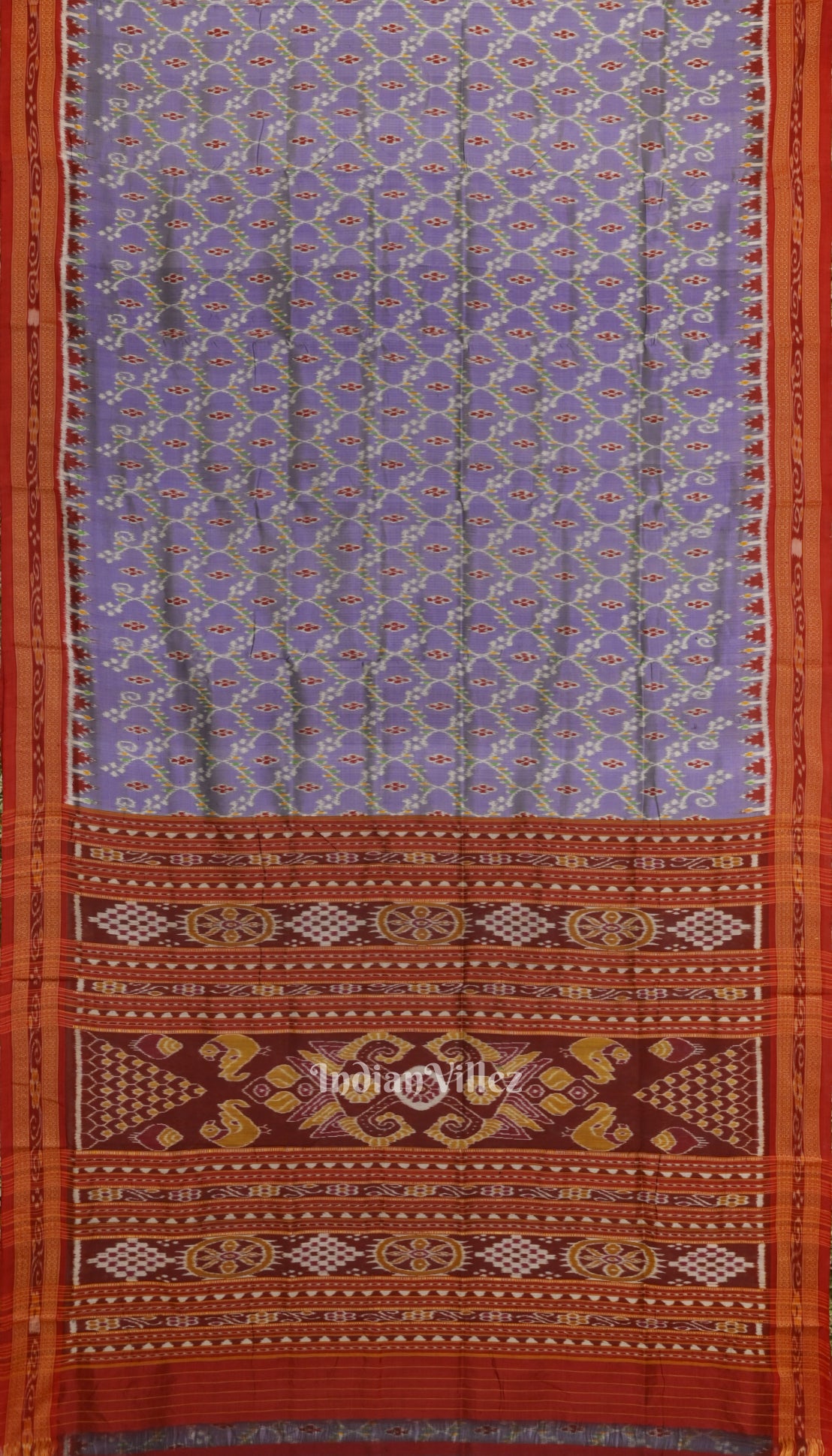 Ash Grey Odisha Ikat Khandua Silk Saree